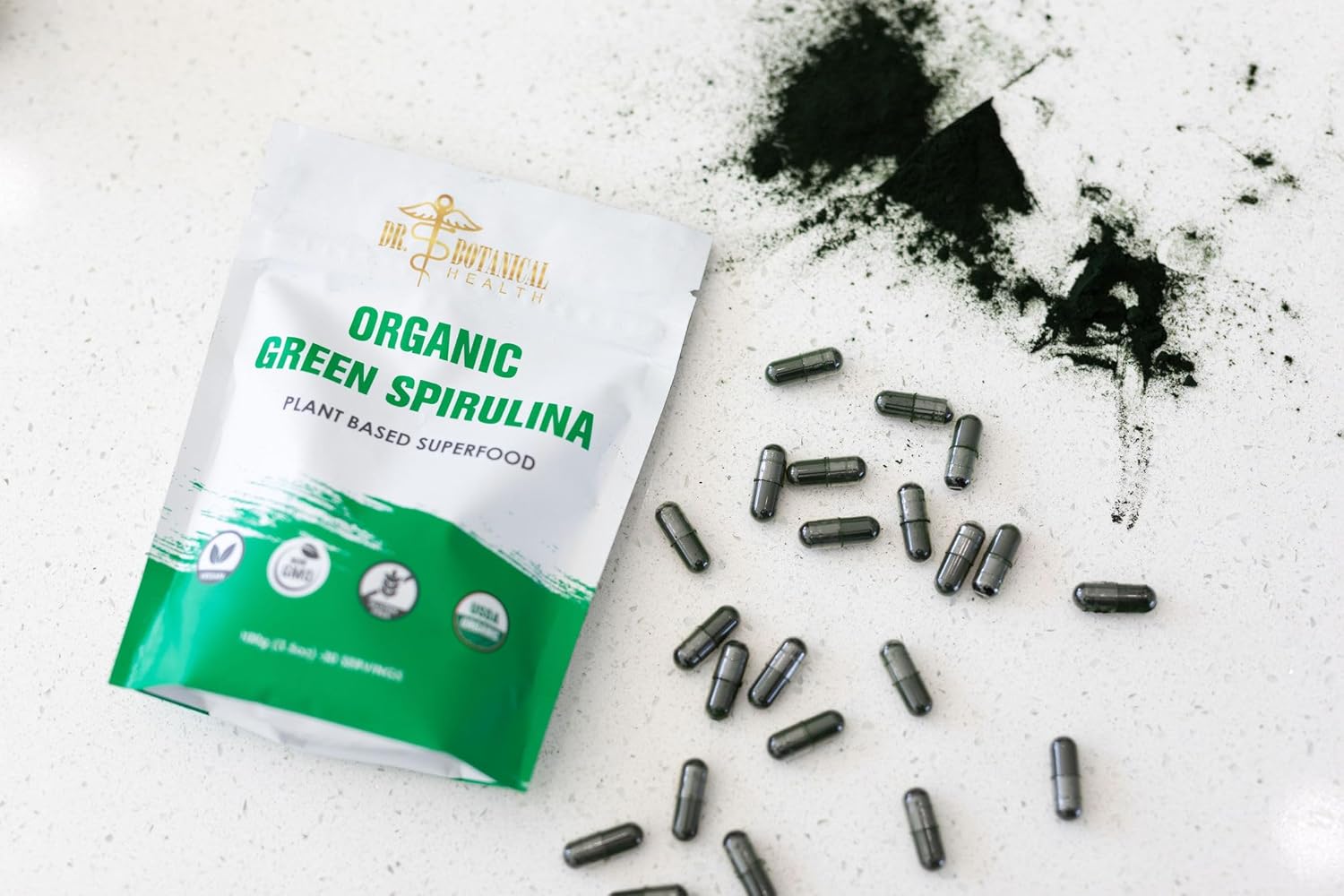 Organic Vegan Spirulina Powder for Smoothies - Blue-Green Algae Superfood with No Fishy Smell - Plant Based and Gluten Free - Natural Food Coloring for Protein Drinks - USDA Certified