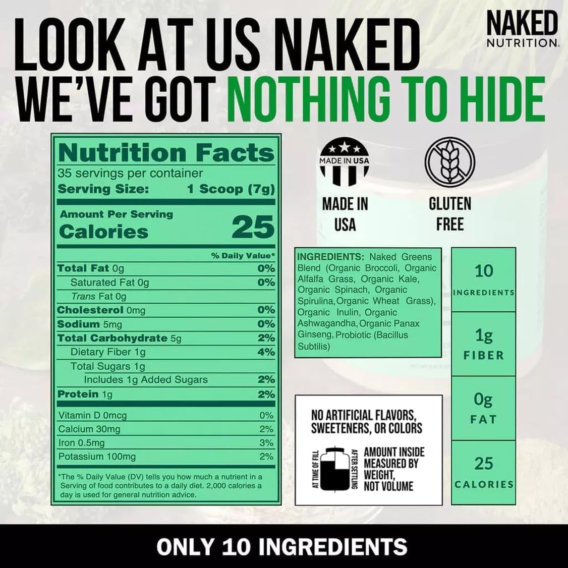 Organic Vegan Super Greens Powder - 10 Premium Ingredients - Non-GMO, Prebiotic & Probiotic - 35 Servings