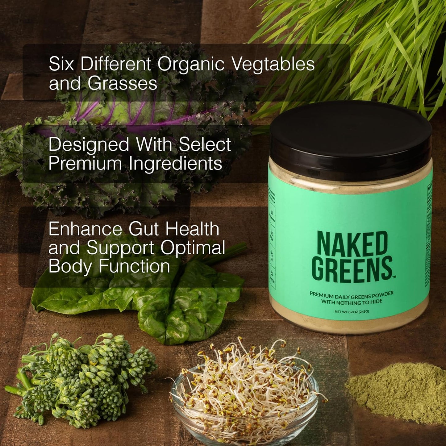 Organic Vegan Super Greens Powder - 10 Premium Ingredients - Non-GMO, Prebiotic & Probiotic - 35 Servings