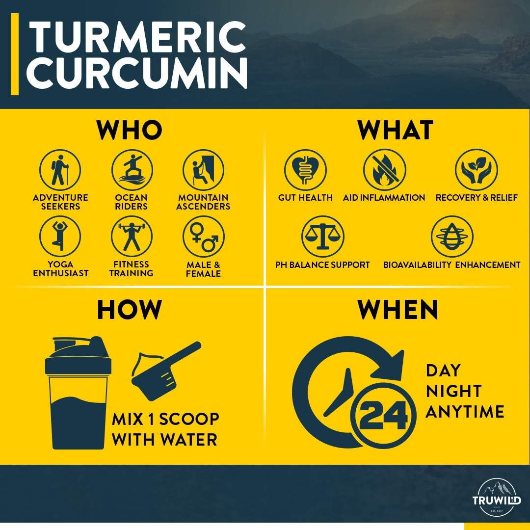 Organic Vegan Turmeric Curcumin Drink Mix Powder with Black Pepper and Ginger for Wellness and Joint Health, Made in USA - 20 Servings