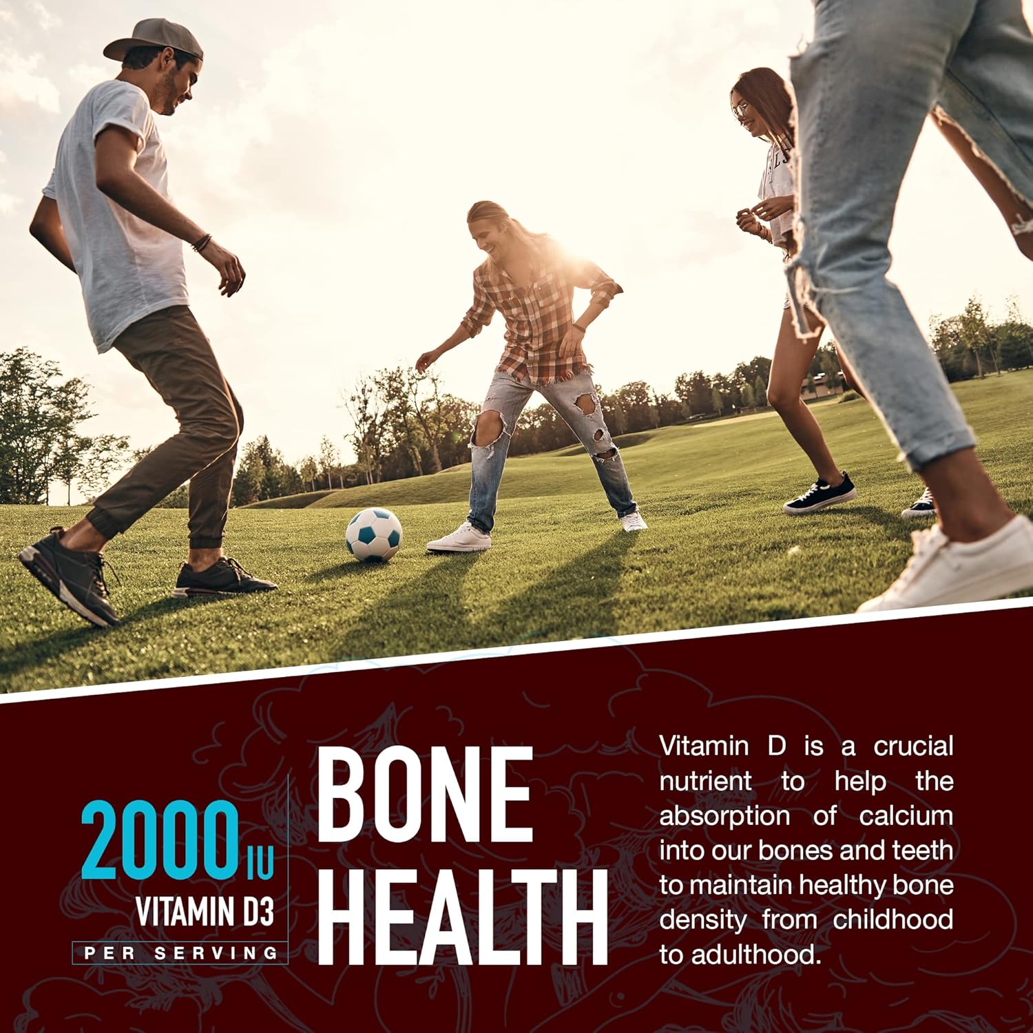 Organic Vegan Vitamin D3 Gummies for Adults - 2000 IU per Serving - Bone & Immune Support - Strawberry/Raspberry - 60 Count