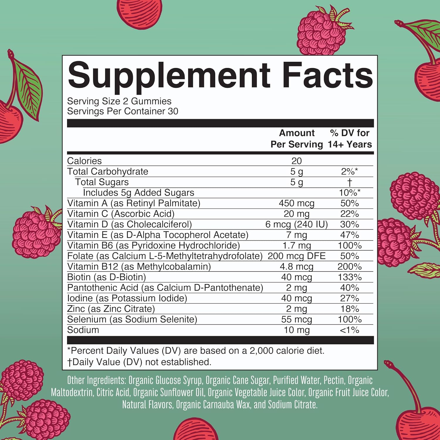 Organic Vegan Women's Multivitamin Gummies & Iron Liquid Supplement - Cherry, Raspberry, Berry - Clean Label Project Verified - Beauty, Immunity Support