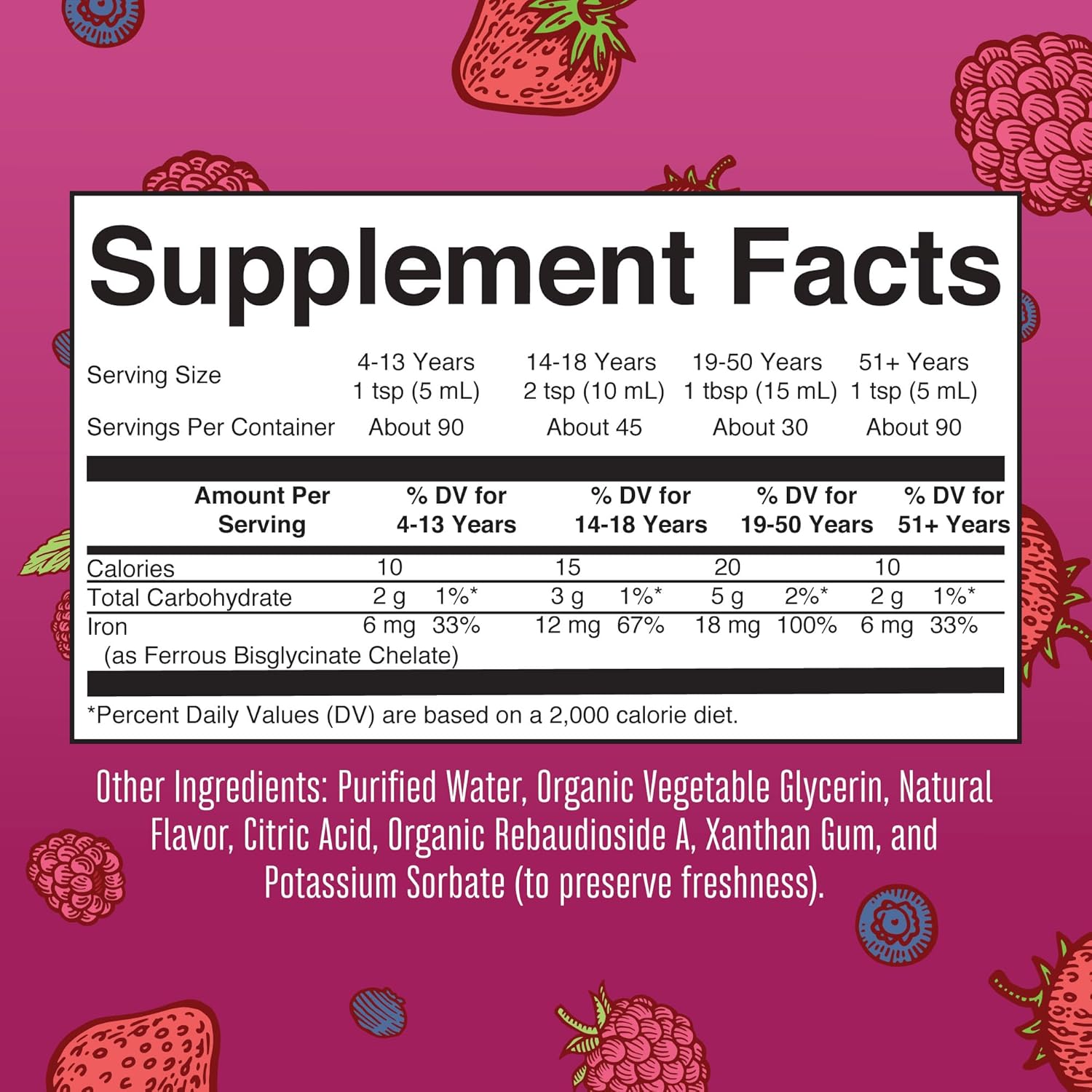 Organic Vegan Women's Multivitamin Gummies & Iron Liquid Supplement - Cherry, Raspberry, Berry - Clean Label Project Verified - Beauty, Immunity Support