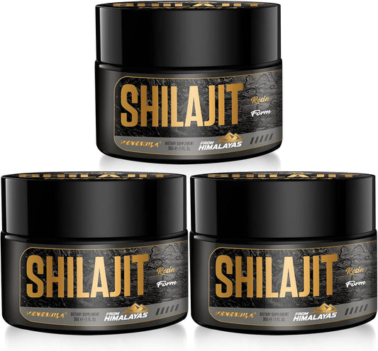 Organic Venezuela Shilajit Resin - Third Party Tested, Rich in 85+ Trace Minerals, Gold Grade Himalayan Pure Shilajit for Energy - 1 Fl Oz (Pack of 3)
