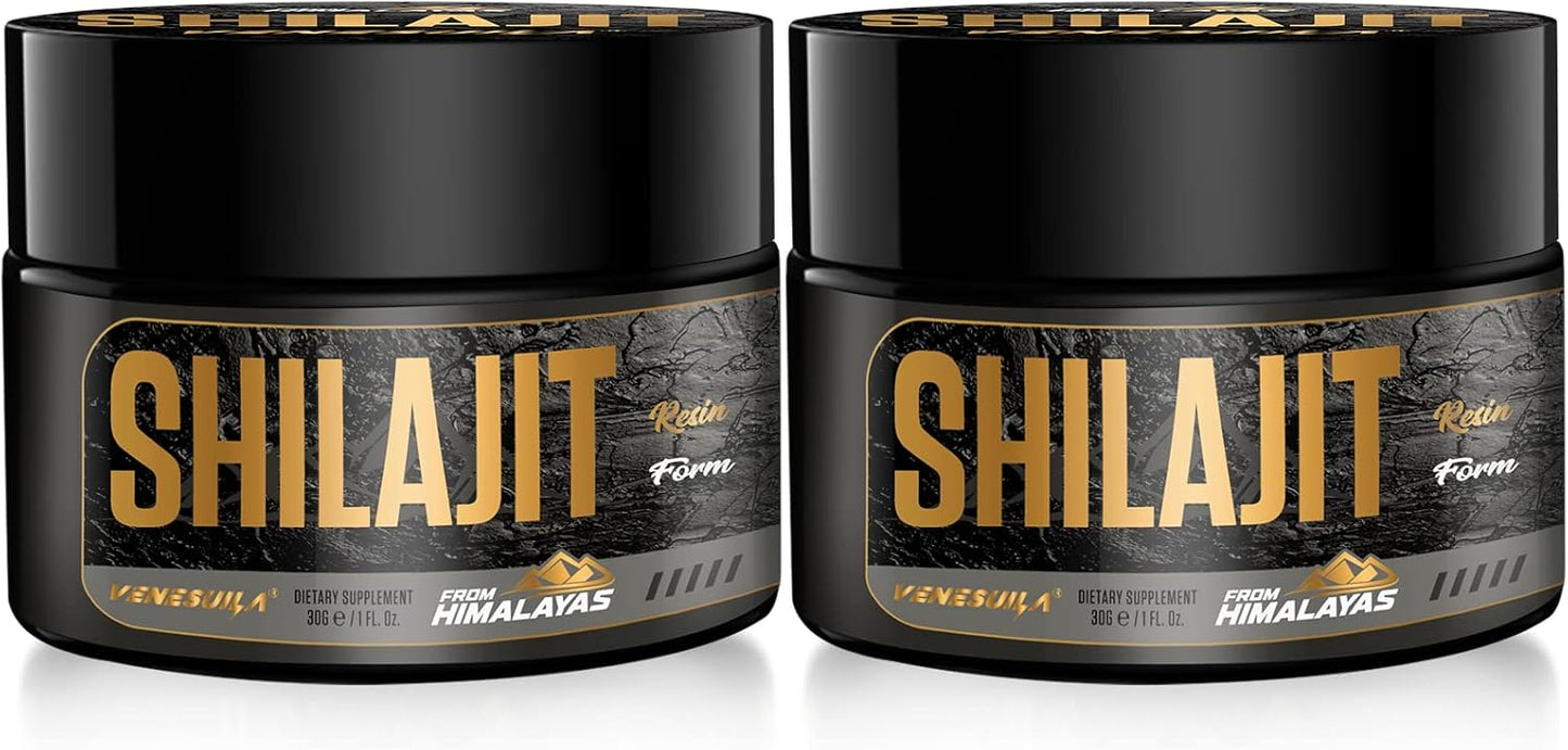 Organic Venezuela Shilajit Resin - Third Party Tested, Rich in 85+ Trace Minerals, Gold Grade Himalayan Shilajit for Energy - 1 Fl Oz (Pack of 2)