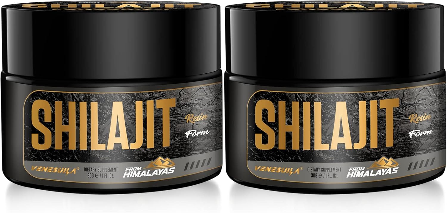 Organic Venezuela Shilajit Resin - Third Party Tested, Rich in 85+ Trace Minerals, Gold Grade Himalayan Shilajit for Energy - 1 Fl Oz (Pack of 2)