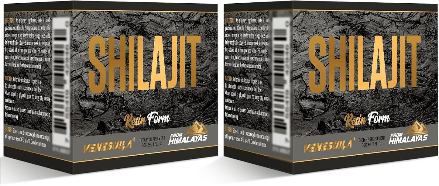 Organic Venezuela Shilajit Resin - Third Party Tested, Rich in 85+ Trace Minerals, Gold Grade Himalayan Shilajit for Energy - 1 Fl Oz (Pack of 2)