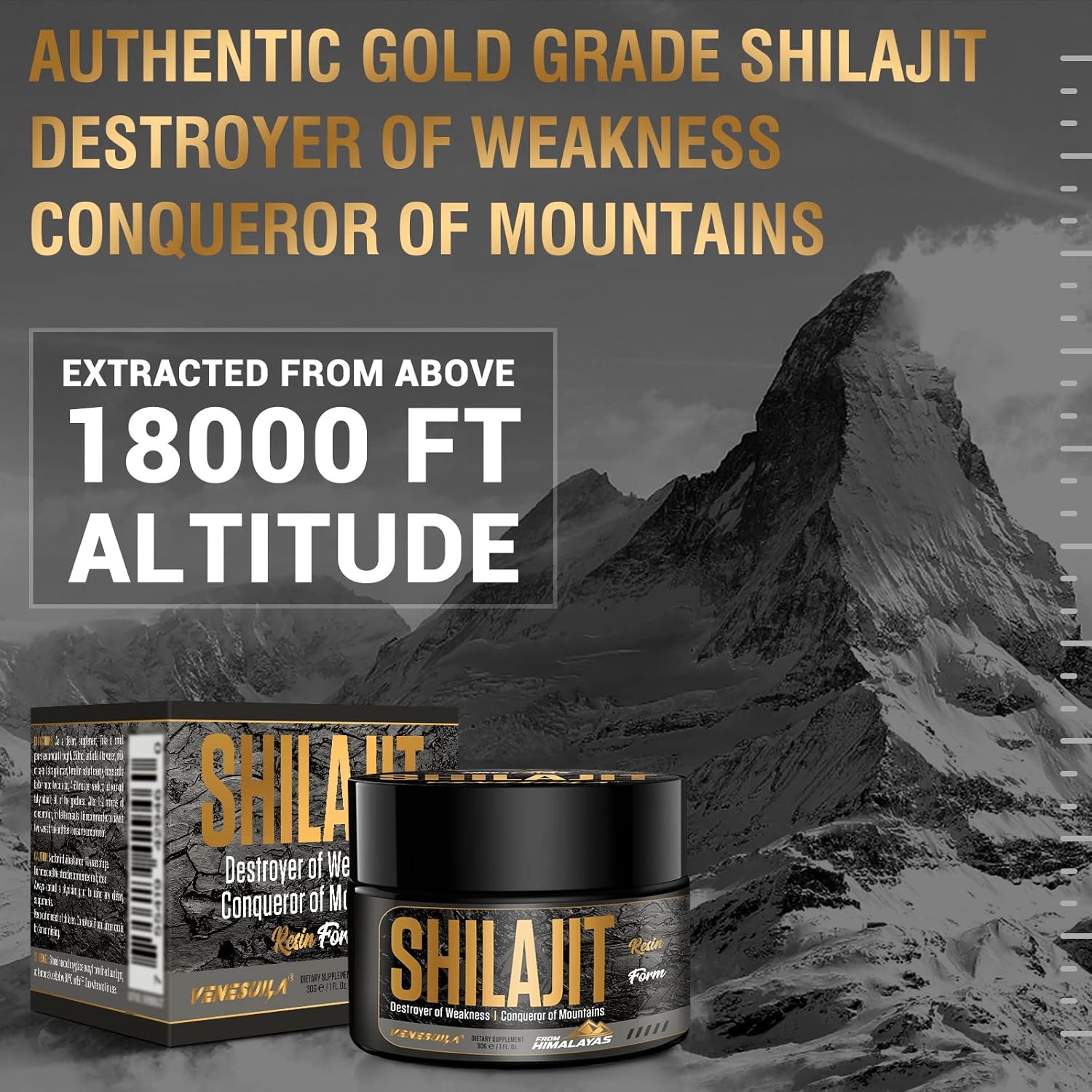 Organic Venezuela Shilajit Resin - Third Party Tested, Rich in 85+ Trace Minerals, Gold Grade Himalayan Pure Shilajit for Energy - 1 Fl Oz (Pack of 3)