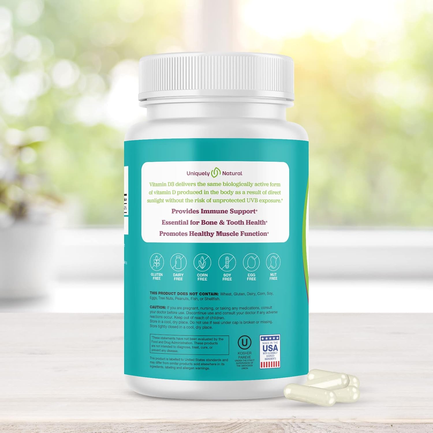 Organic Vitamin D3 50,000 IU Capsules - 120 Weekly Supplements for Bone, Teeth, Immune Support - Non-GMO, Gluten Free - Made in USA