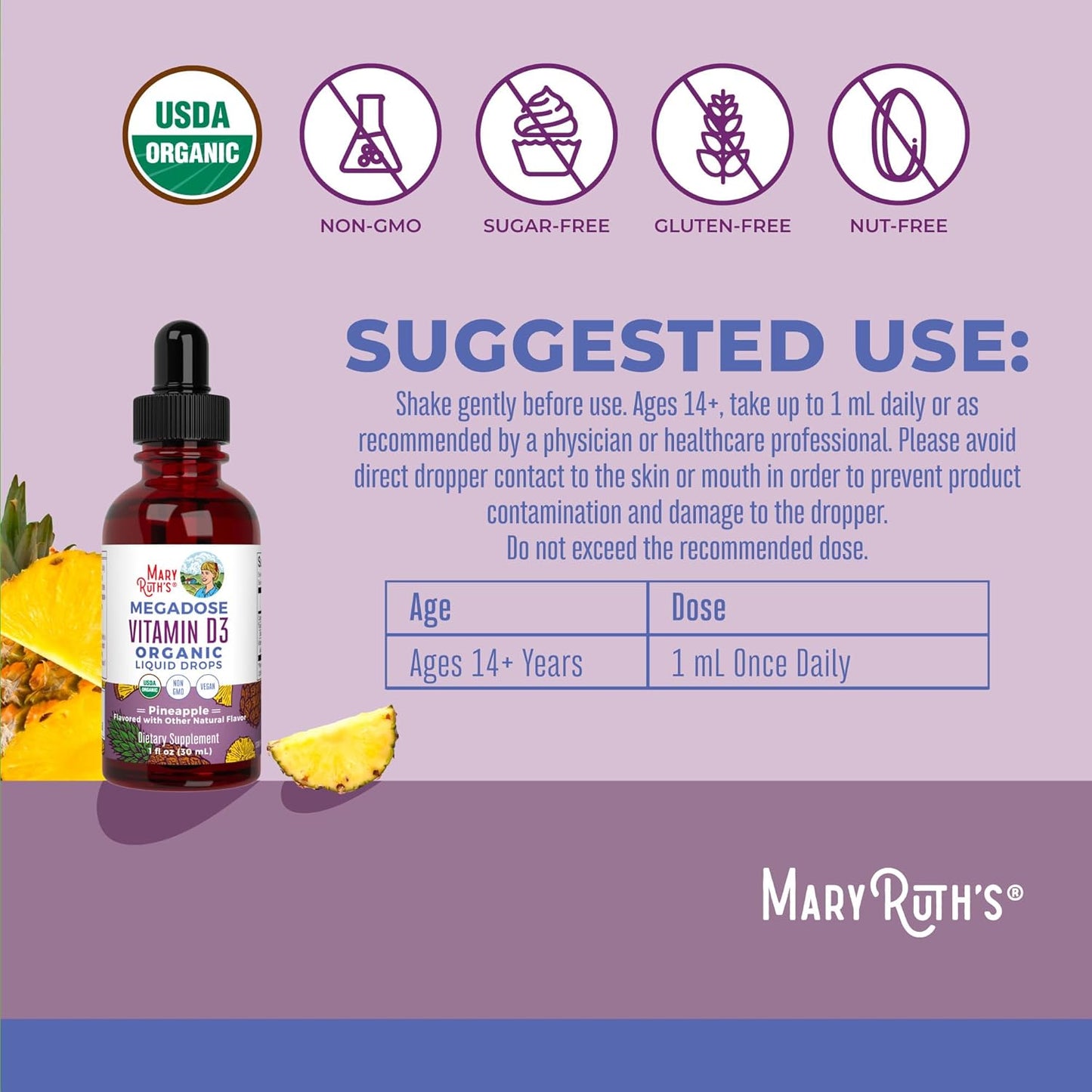 Organic Vitamin D3 Liquid Drops | High Potency 4000 IU | USDA Certified Liquid D Spray for Adults & Kids | Immune & Bone Health Support | Vegan & Gluten Free | Non-GMO | 30 Servings