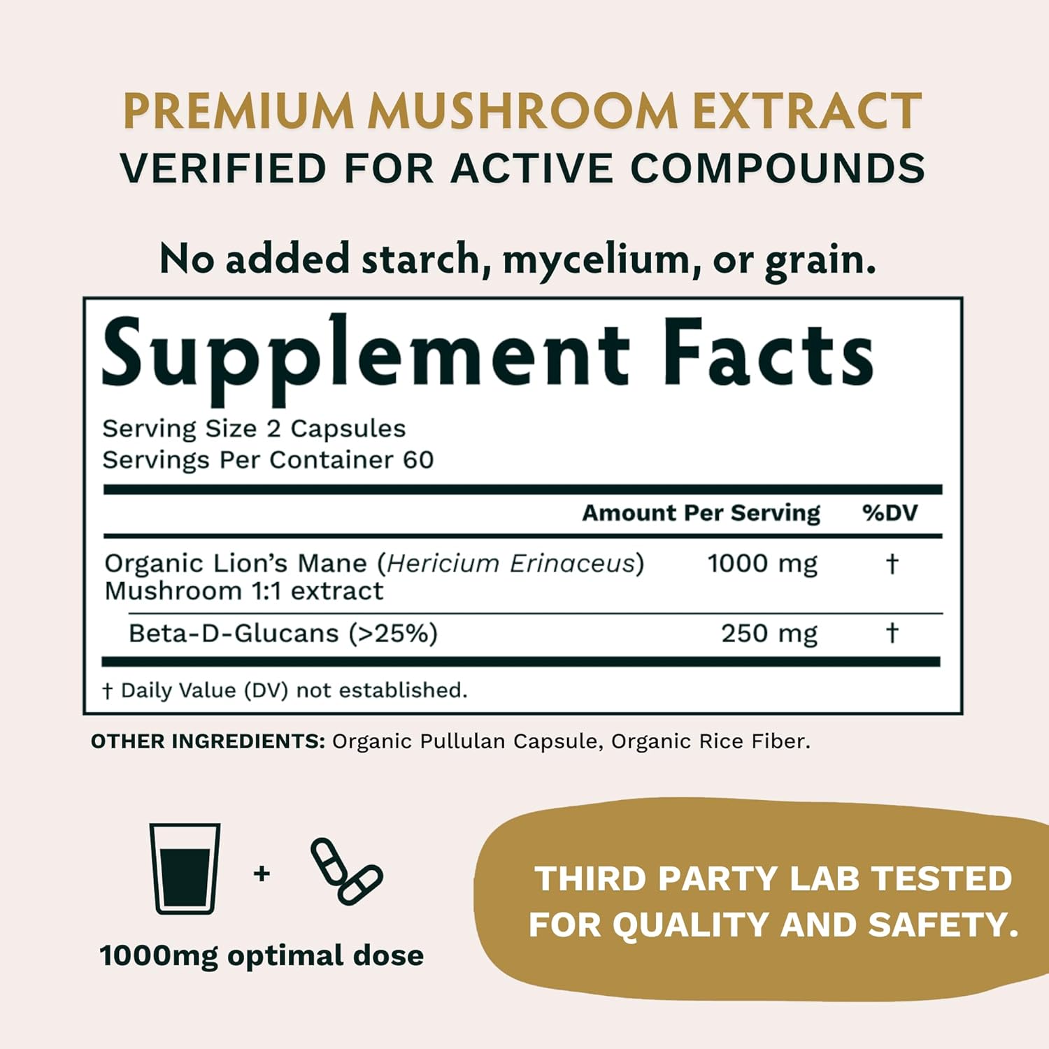 Organic Warrior Trio Supplement: KSM-66 Ashwagandha, Moringa, Lions Mane Blend