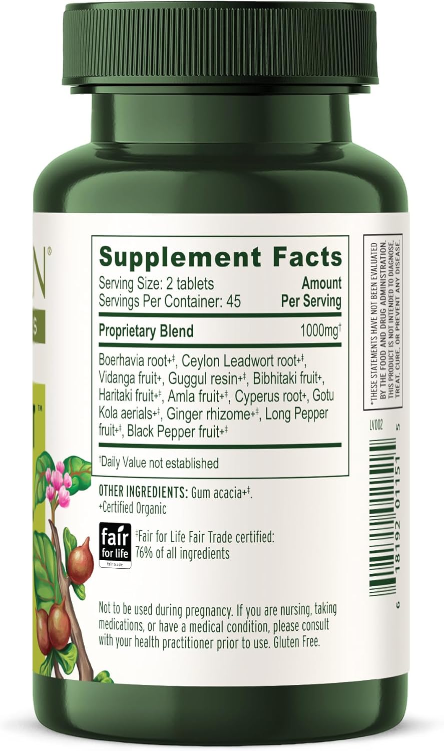 Organic Weight Loss Supplement with Triphala & Guggulu for Natural Metabolism Support - 90 Tablets - Non-GMO Vegan - Banyan Botanicals