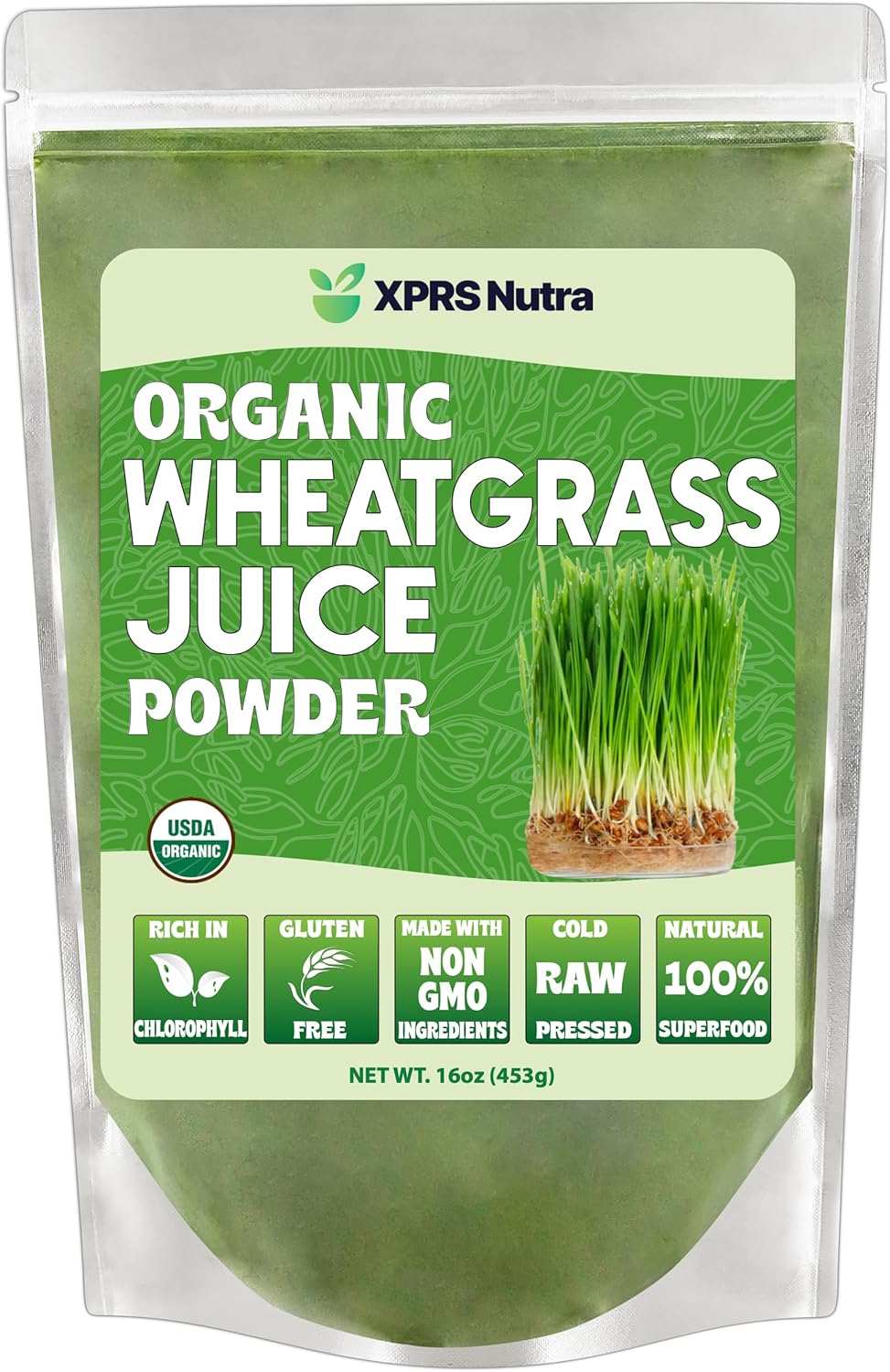 Organic Wheatgrass Juice Powder - Sustainably Grown, Instant & Concentrated - Potent 16oz Wheat Grass Powder