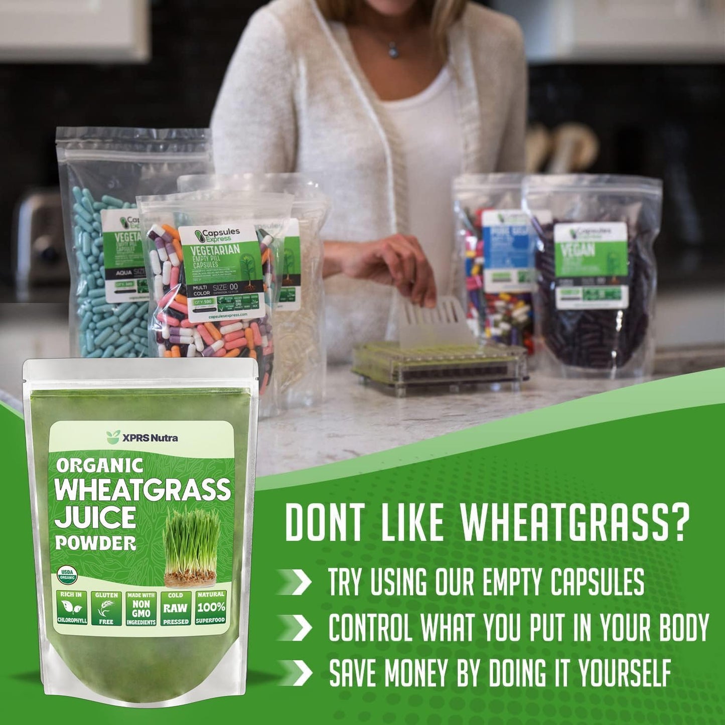 Organic Wheatgrass Juice Powder - Sustainably Grown, Instant & Concentrated - Potent 16oz Wheat Grass Powder