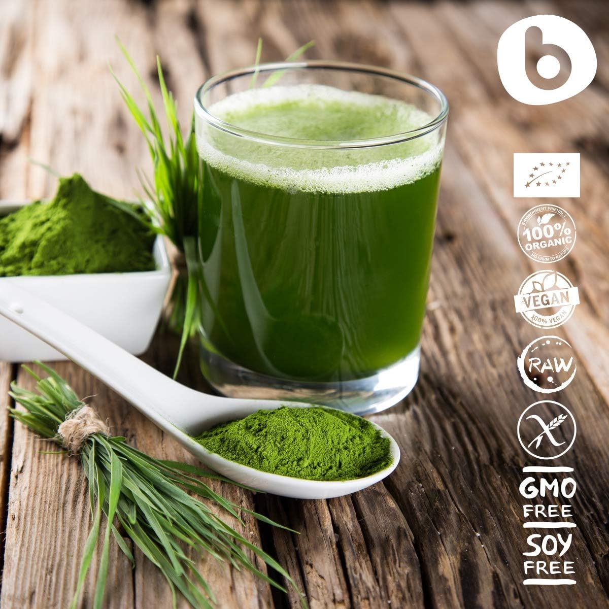 Organic Wheatgrass Powder for Detox & Immunity Support - Superfood Rich in Fibers, Chlorophyll, Minerals - Vegan, Gluten-Free, Raw - 1lb