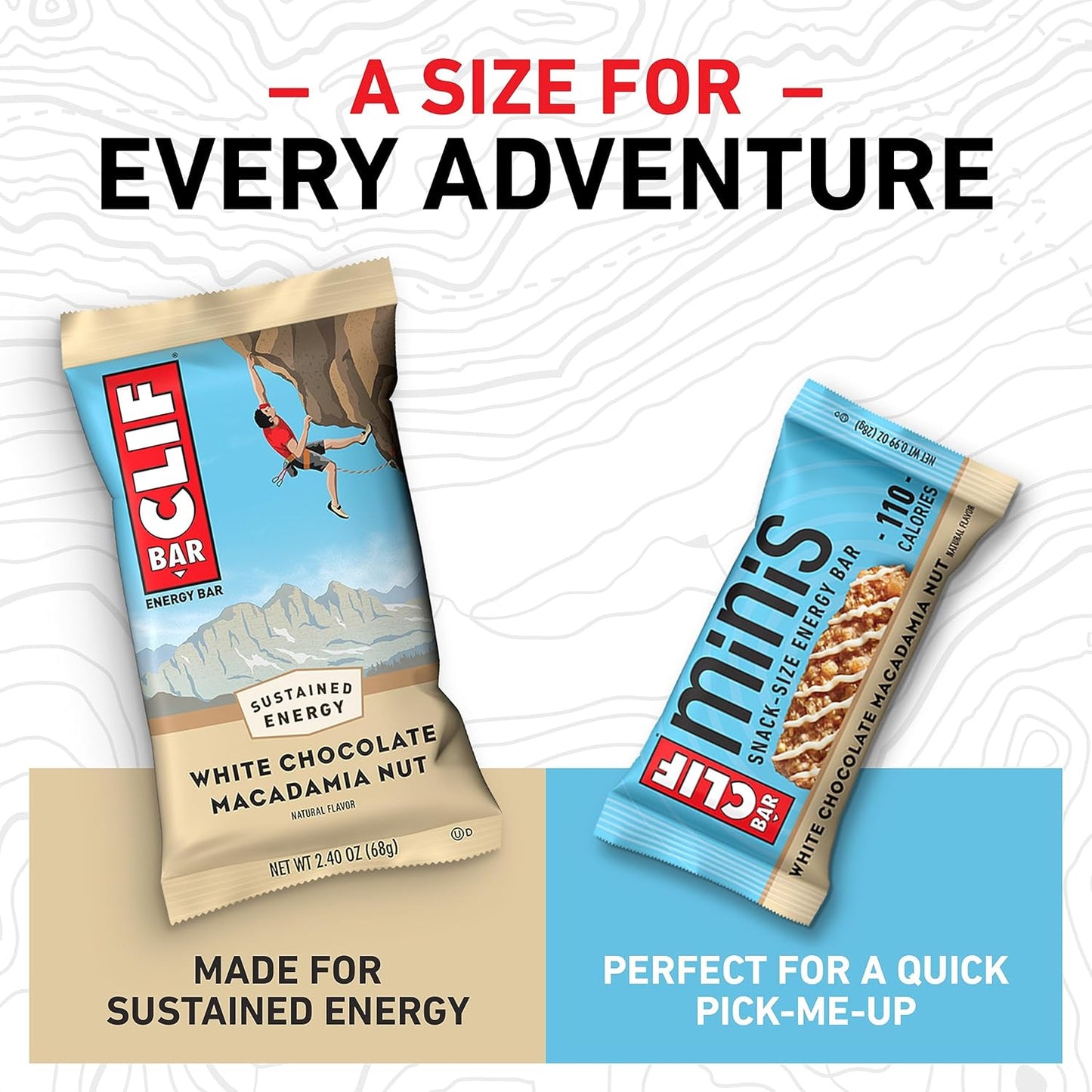 Organic White Chocolate Macadamia Nut CLIF BAR Energy Bars - Full Size and Mini - Non-GMO - Plant Based - 20 Count