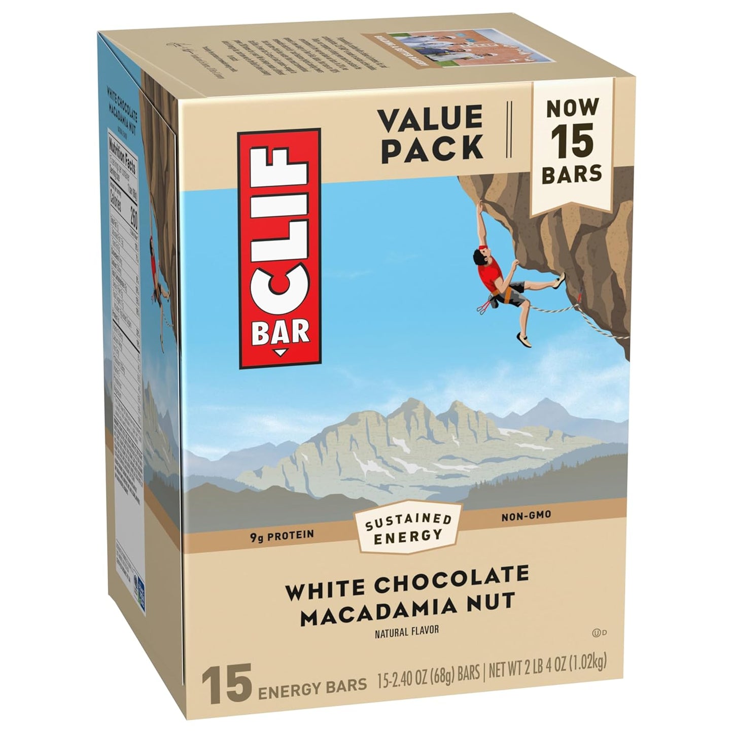Organic White Chocolate Macadamia Nut Energy Bars - Non-GMO Plant Based Protein (15 Pack)