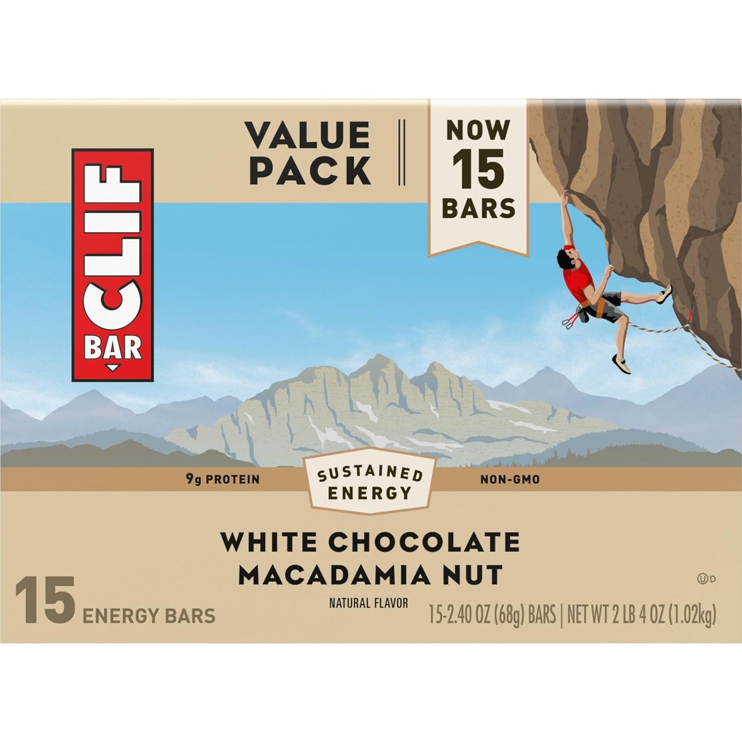 Organic White Chocolate Macadamia Nut Energy Bars - Non-GMO Plant Based Protein (15 Pack)