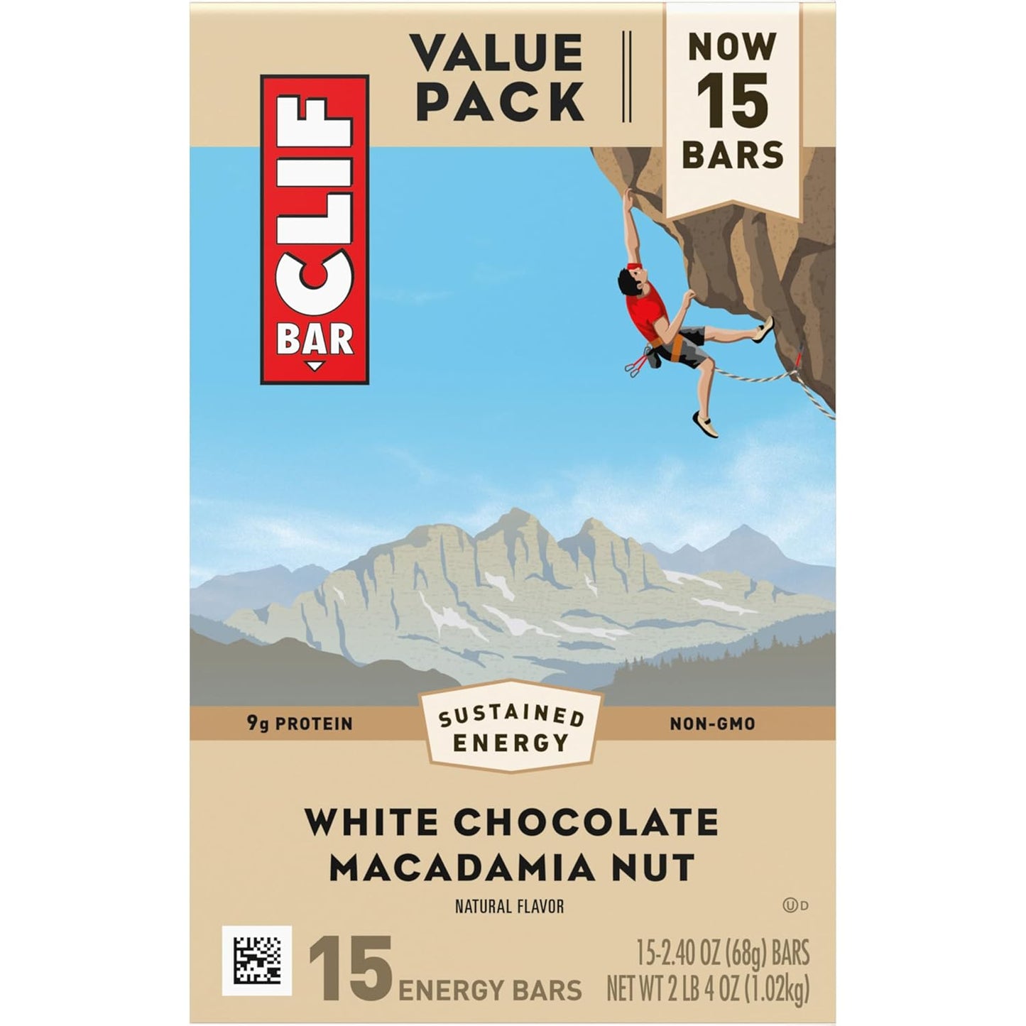 Organic White Chocolate Macadamia Nut Energy Bars - Non-GMO Plant Based Protein (15 Pack)