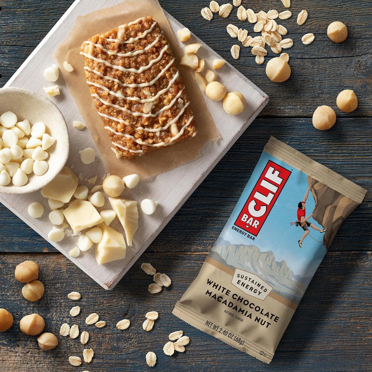 Organic White Chocolate Macadamia Nut Energy Bars - Non-GMO Plant Based Protein (15 Pack)