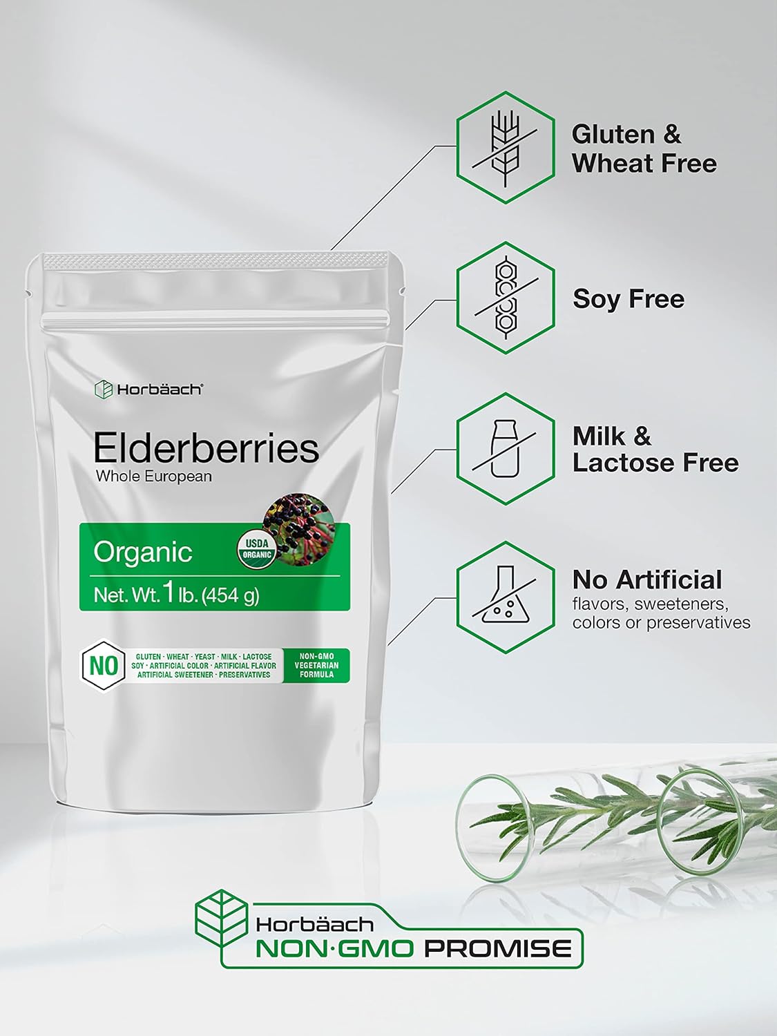 Organic Whole European Elderberries - 1 lb Bulk Bag | Non-GMO & Gluten Free Dried Sambucus Nigra