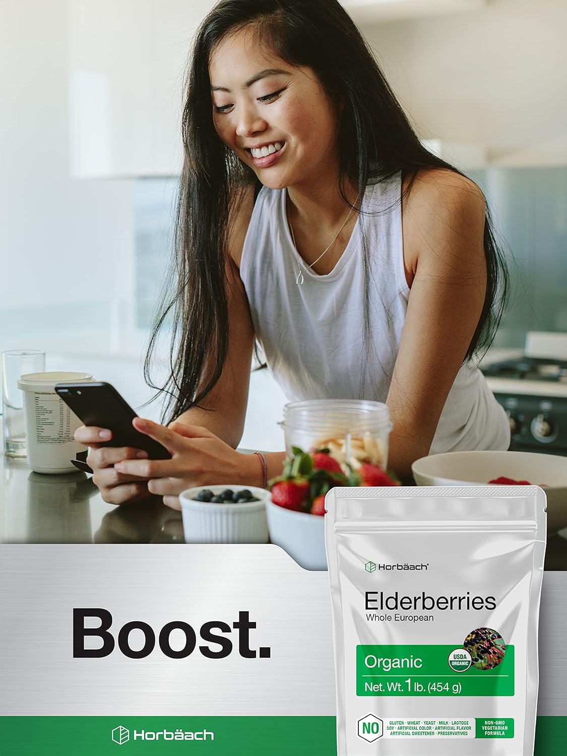 Organic Whole European Elderberries - 1 lb Bulk Bag | Non-GMO & Gluten Free Dried Sambucus Nigra