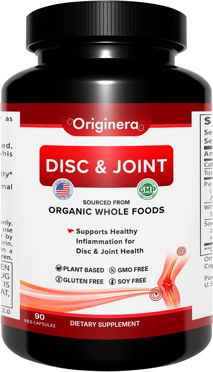 Organic Whole Food Joint & Disc Supplement for Flexibility & Pain Relief, Non-GMO, Vegan, Made in USA, Muscle Recovery Support