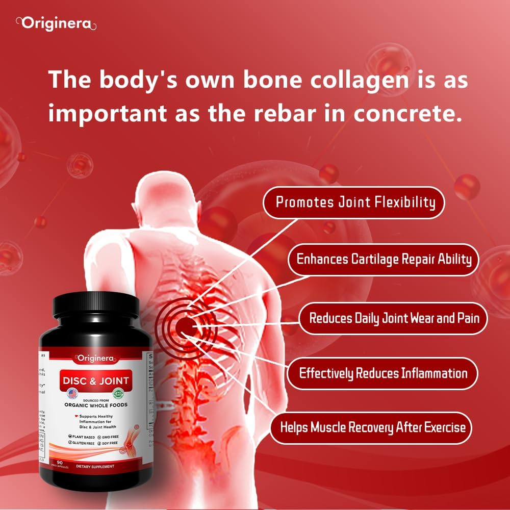Organic Whole Food Joint & Disc Supplement for Flexibility & Pain Relief, Non-GMO, Vegan, Made in USA, Muscle Recovery Support