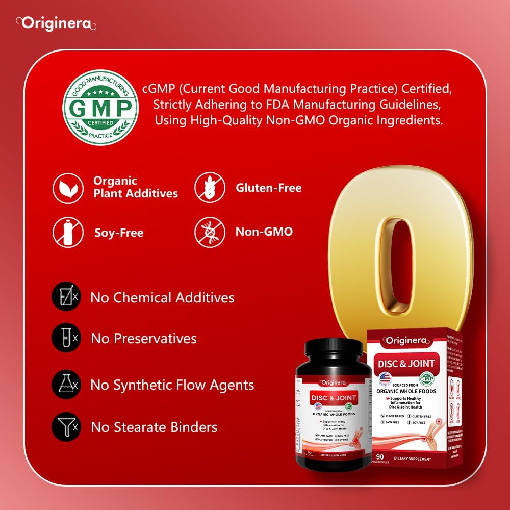 Organic Whole Food Joint & Disc Supplement for Flexibility & Pain Relief, Non-GMO, Vegan, Made in USA, Muscle Recovery Support