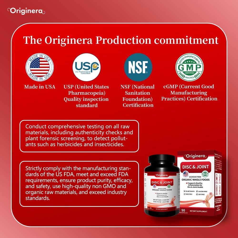 Organic Whole Food Joint & Disc Supplement for Flexibility & Pain Relief, Non-GMO, Vegan, Made in USA, Muscle Recovery Support