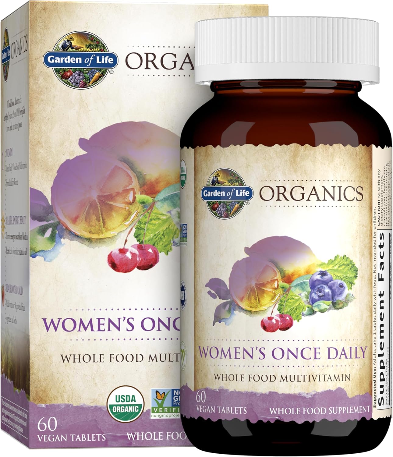Organic Whole Food Multivitamin & Omega-3 Fish Oil Softgels for Women - 180 Softgels & 60 Tablets combo