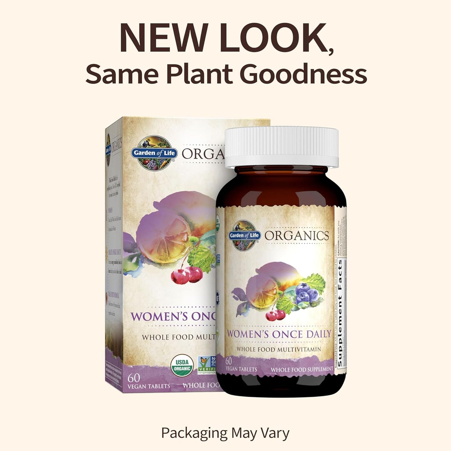 Organic Whole Food Multivitamin & Omega-3 Fish Oil Softgels for Women - 180 Softgels & 60 Tablets combo