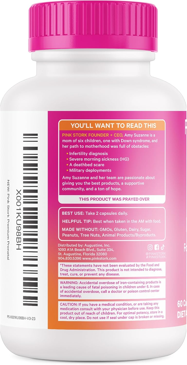 Organic Whole-Food Prenatal Vitamin with Probiotics for Women - Supports Morning Sickness, Digestion, & Energy - Folate, B6, Iron - 60 Capsules