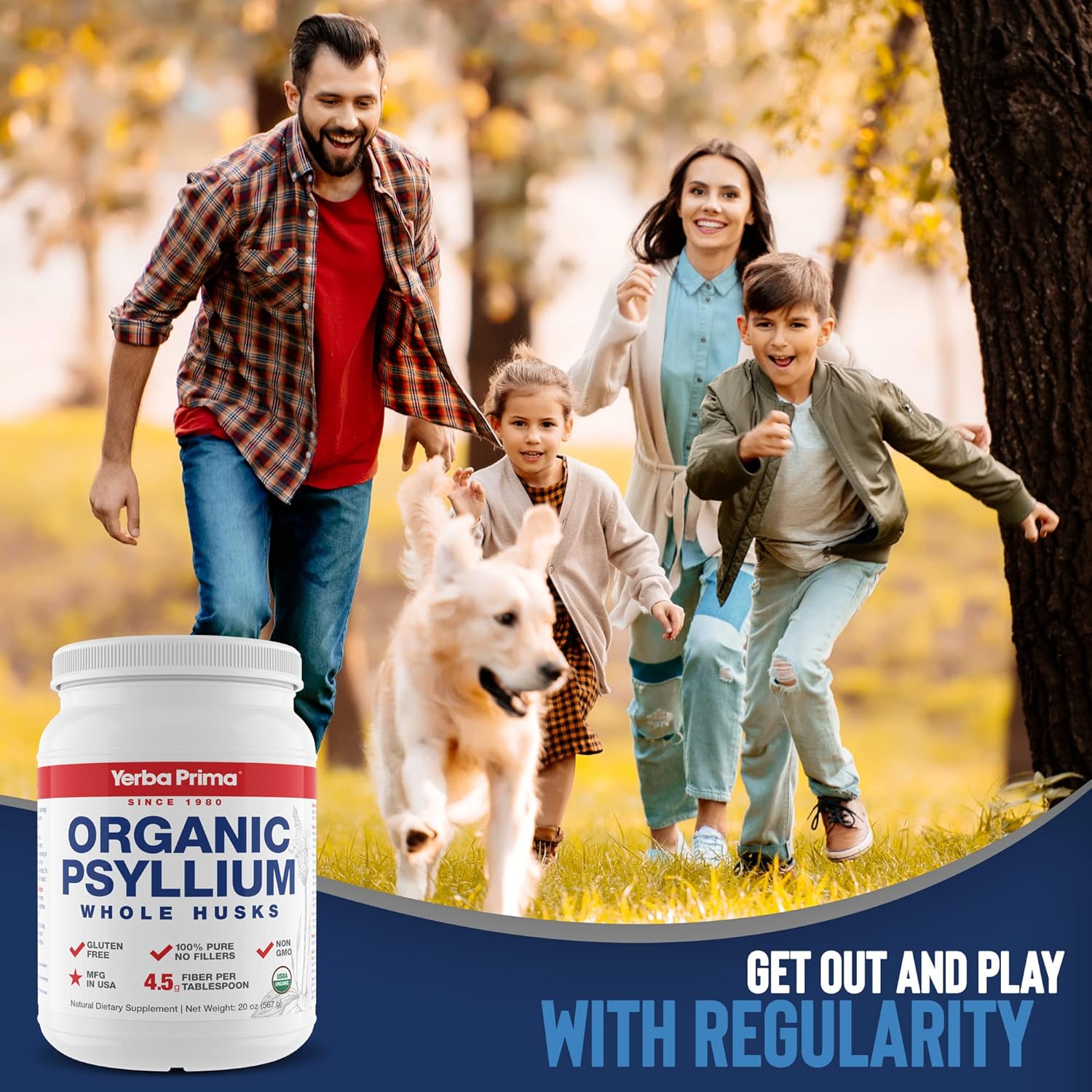 Organic Whole Psyllium Husks Fiber - 40 oz (2 Pack) - Dietary Fiber Supplement for Colon Cleansing, Regularity & Detox Support - Gluten Free, Non GMO, Vegan - Yerba Prima