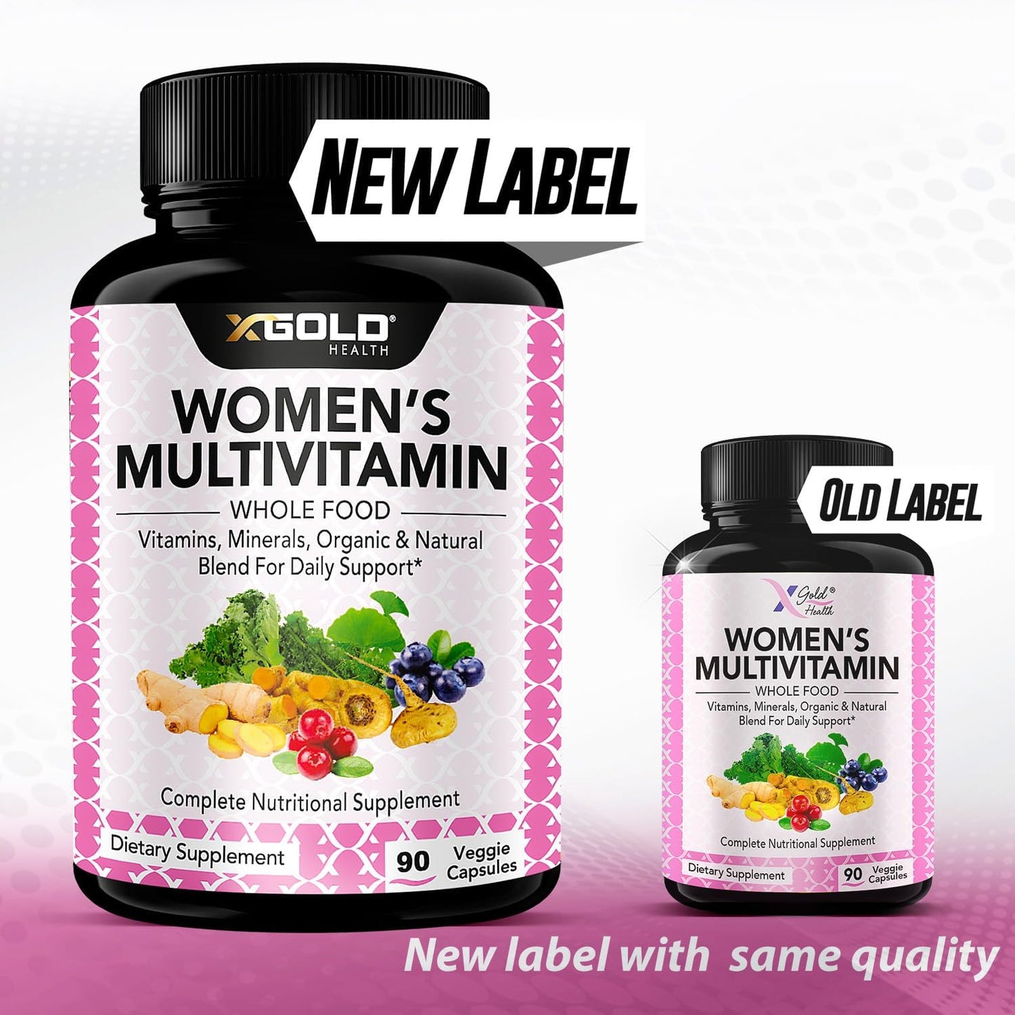 Organic WholeFood Women's Daily Multivitamin 50 Plus with Ginger, Maca, B Complex - Energy & Immune Support - 90 Capsules