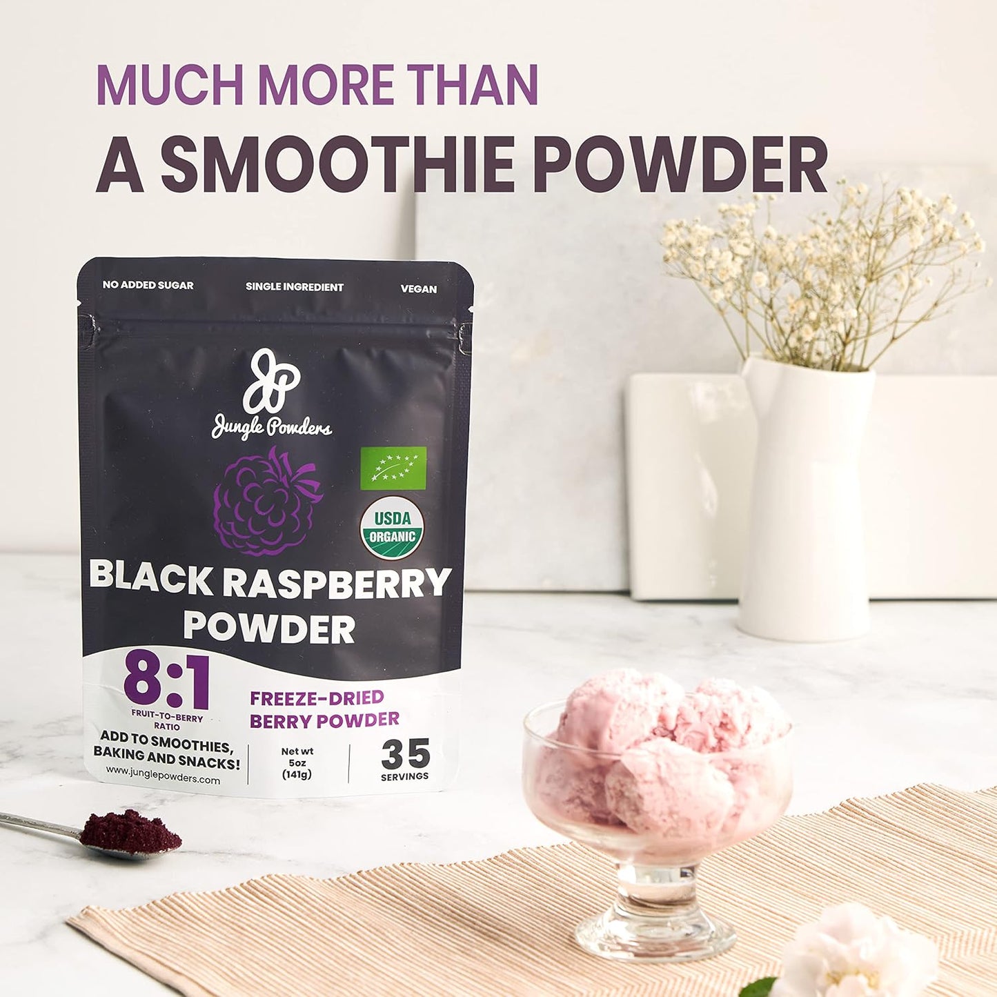 Organic Wild Bilberry Extract and Black Red Raspberry Powders Bundle - 3.4oz Bottle and 5 Ounce Bag - for Eyes, Baking, and Smoothies