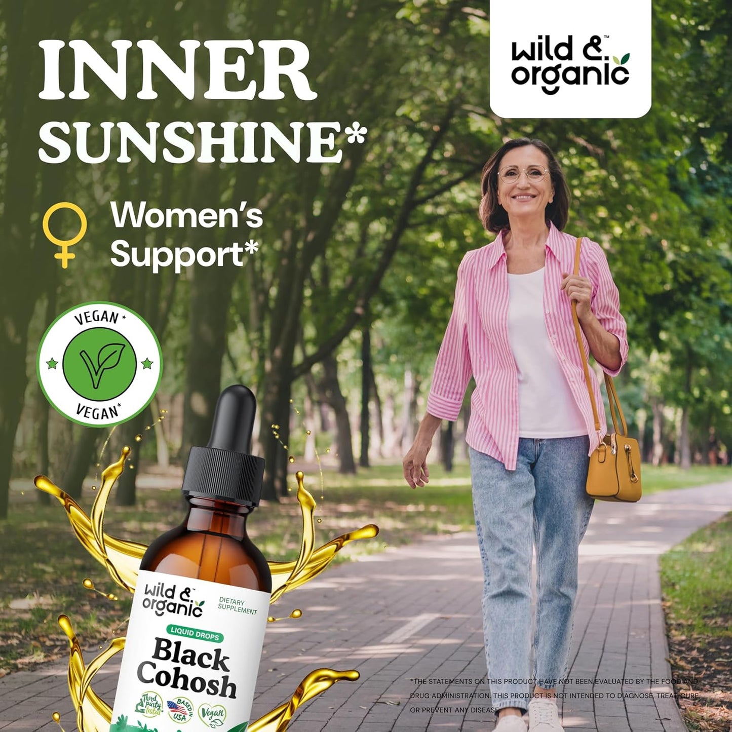 Organic Wild Black Cohosh Liquid Extract - 540mg Drops for Women - Herbal Supplement Tincture - 2oz Bottle - Vegan & Alcohol-Free