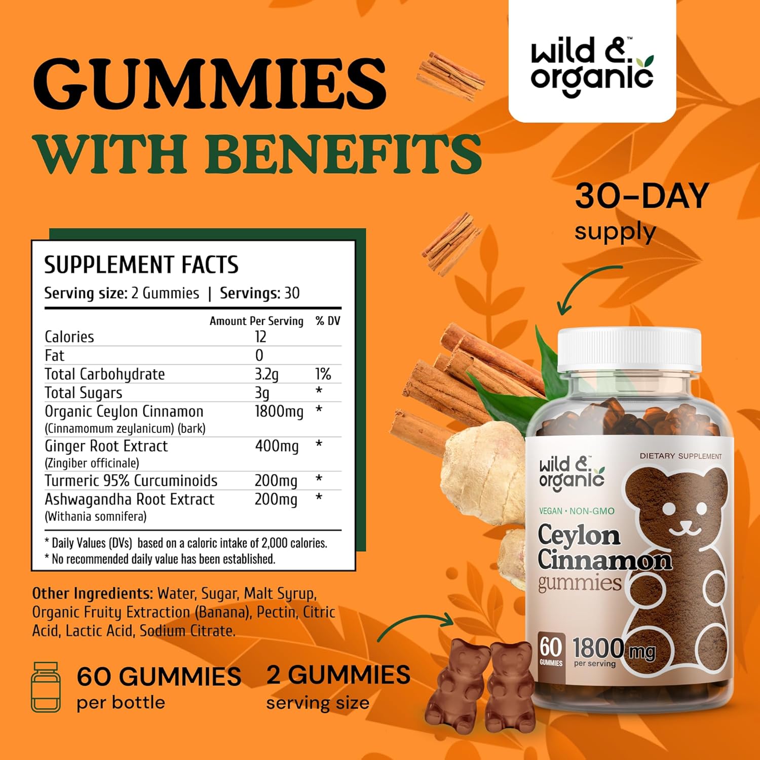 Organic Wild Ceylon Cinnamon Gummies and Gymnema Tincture - Natural Supplements for Health