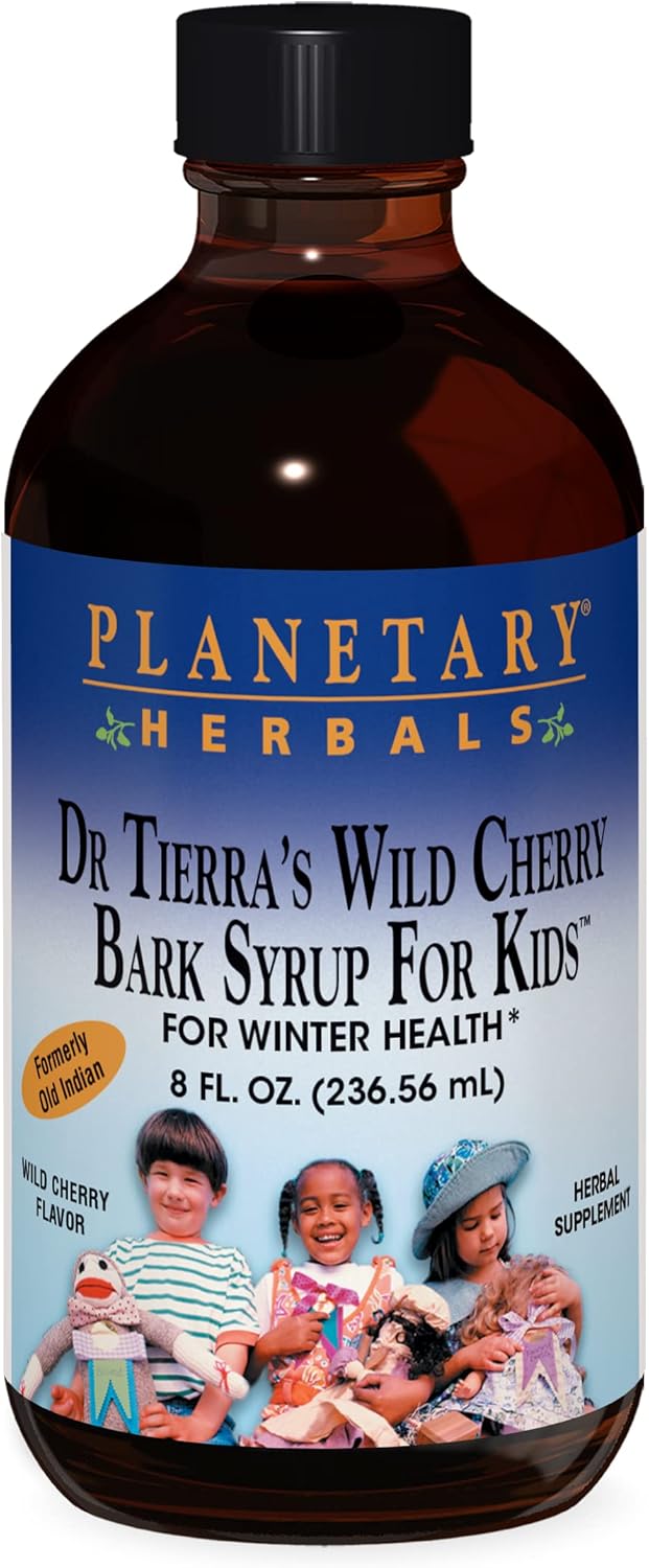 Organic Wild Cherry Bark Syrup for Kids | 8 Ounces Bottle | Natural Herbal Remedy for Children