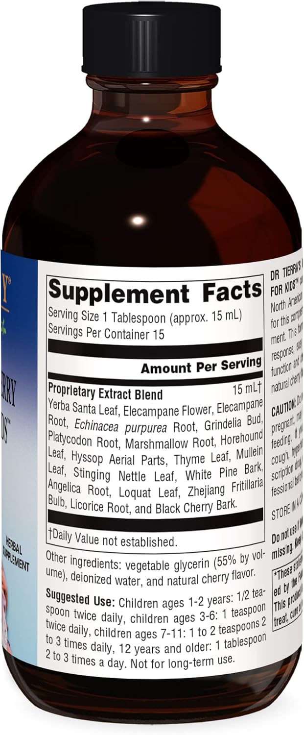 Organic Wild Cherry Bark Syrup for Kids | 8 Ounces Bottle | Natural Herbal Remedy for Children