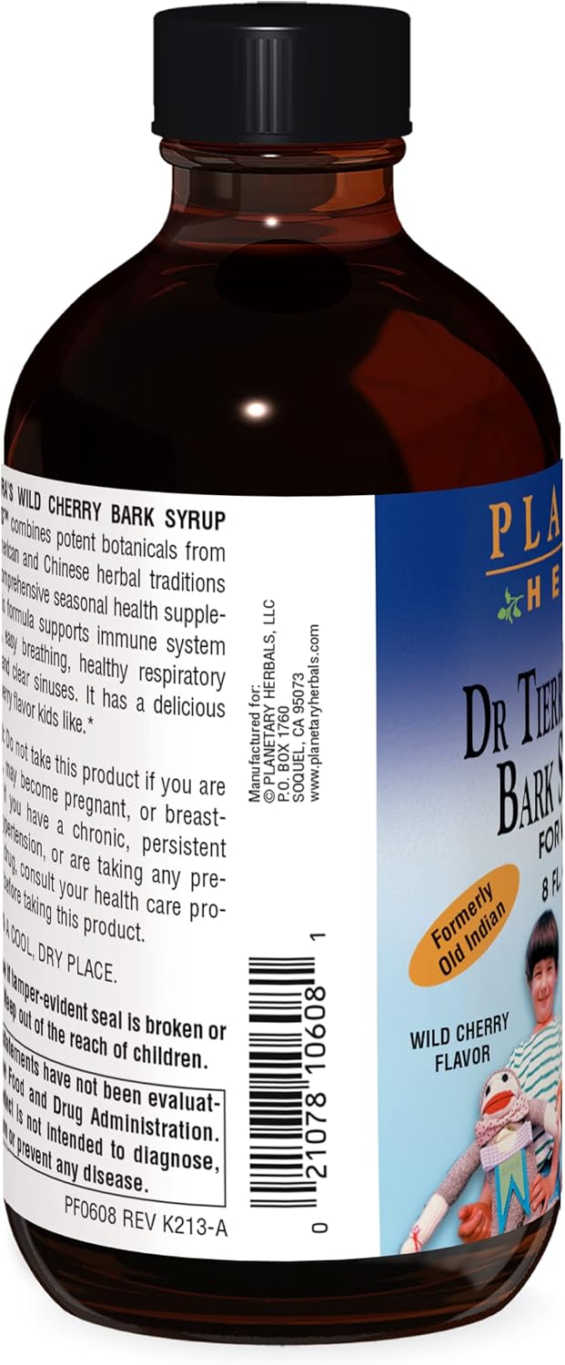 Organic Wild Cherry Bark Syrup for Kids | 8 Ounces Bottle | Natural Herbal Remedy for Children