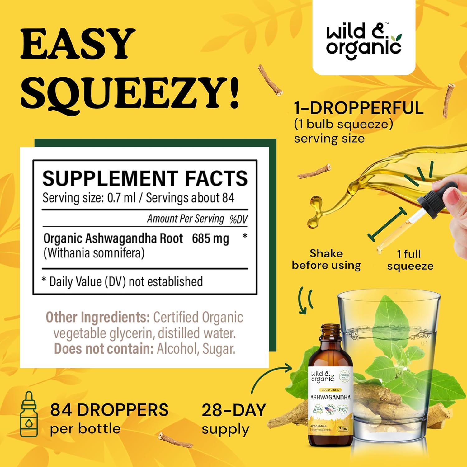 Organic Wild Gotu Kola & Ashwagandha Tincture Bundle - 2 fl oz Each