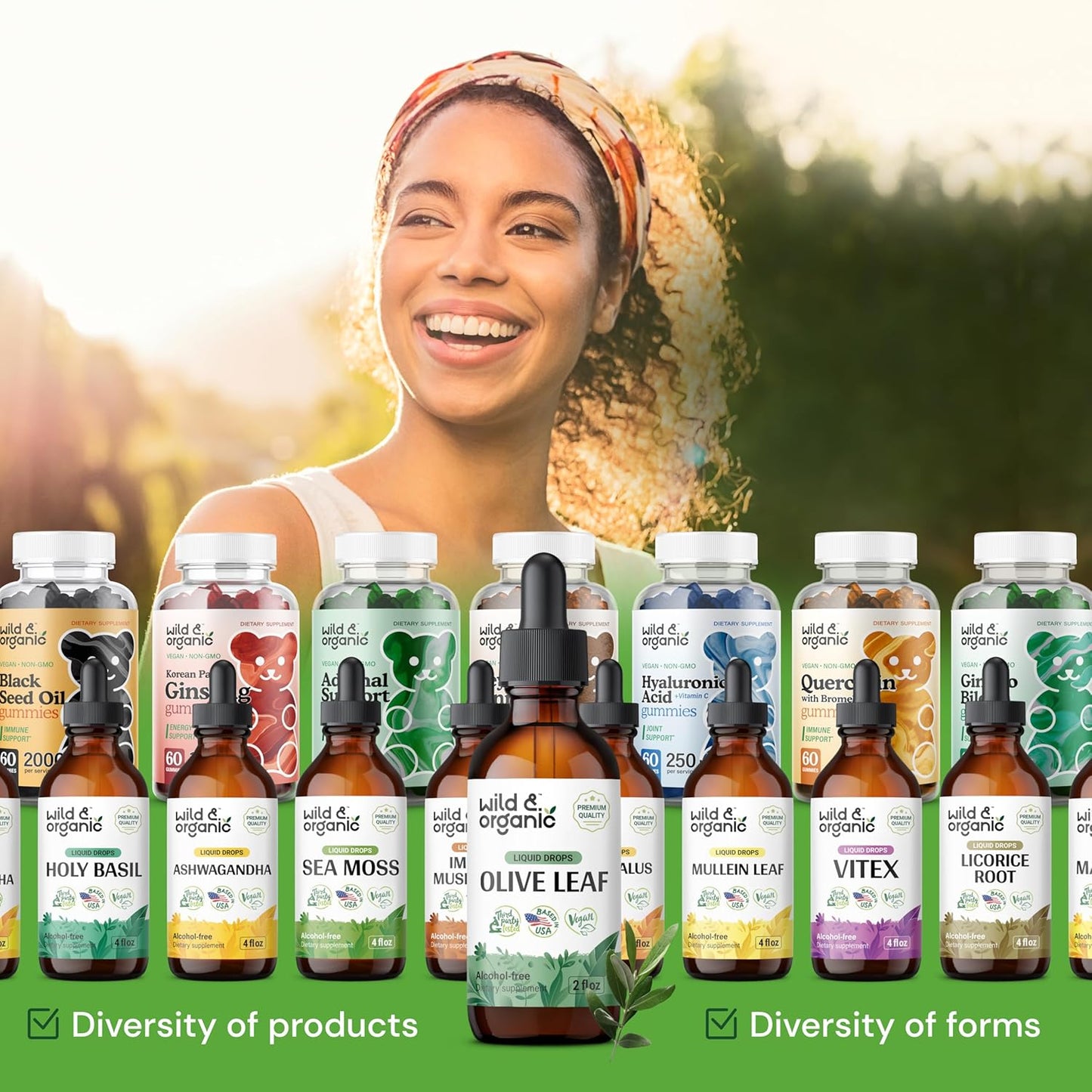 Organic Wild Olive Leaf Extract Drops - Antioxidant Immune Support - Oleuropein Supplement - Vegan, Sugar & Alcohol-Free - 2 fl oz