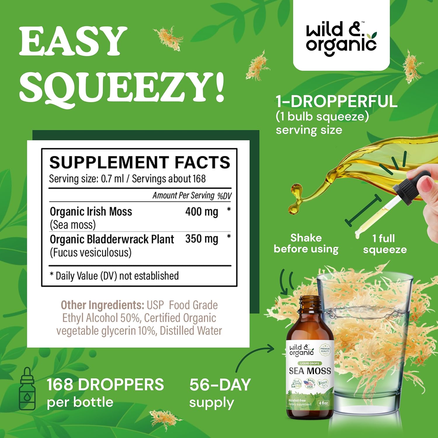 Organic Wild Sea Moss and Stinging Nettle Root Tincture Bundle - 4 fl oz Each