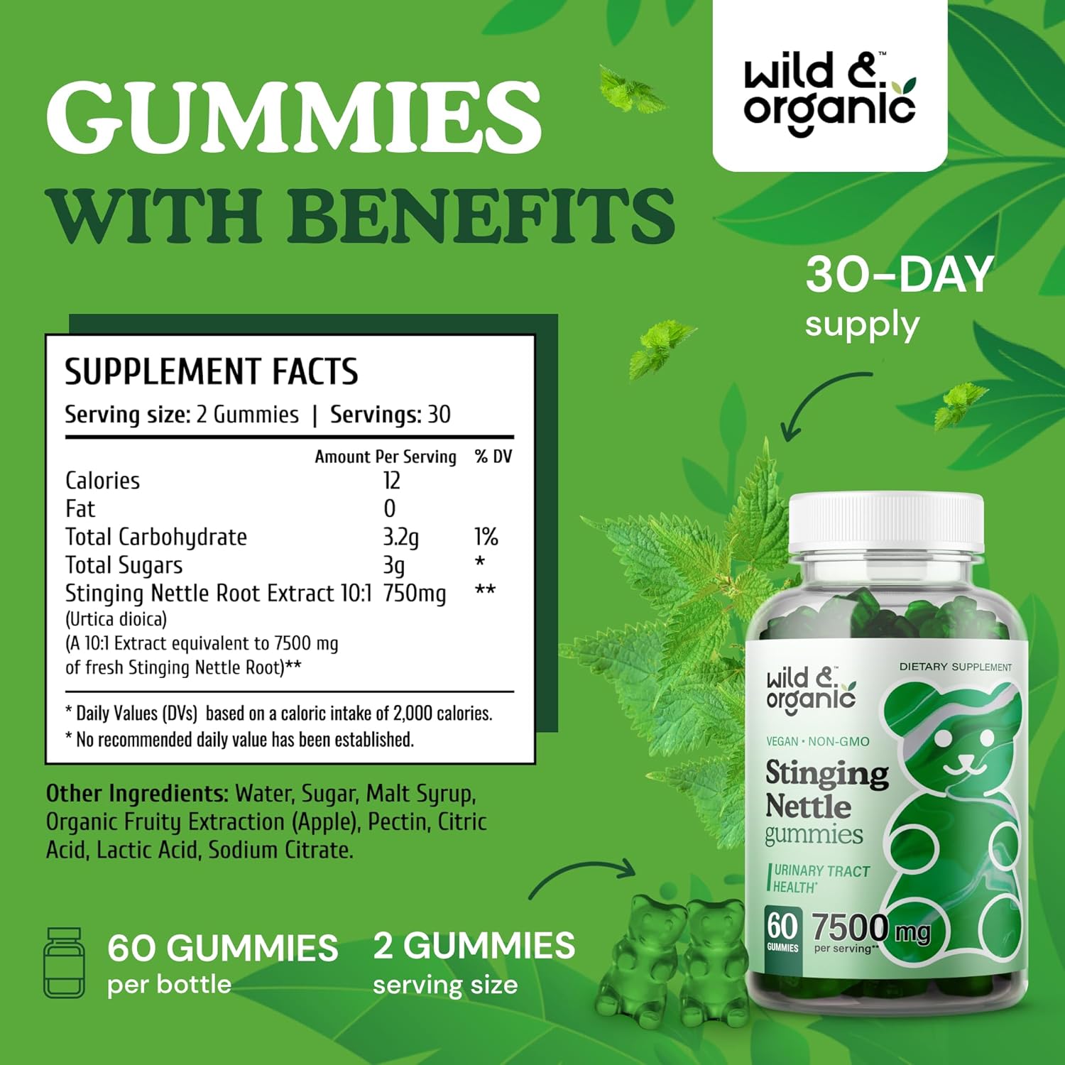 Organic Wild Stinging Nettle Root and Ashwagandha Gummies for Natural Wellness
