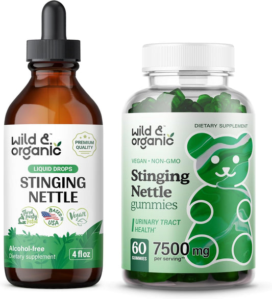 Organic Wild Stinging Nettle Root Tincture and Gummies Combo - 4 fl oz Bottle