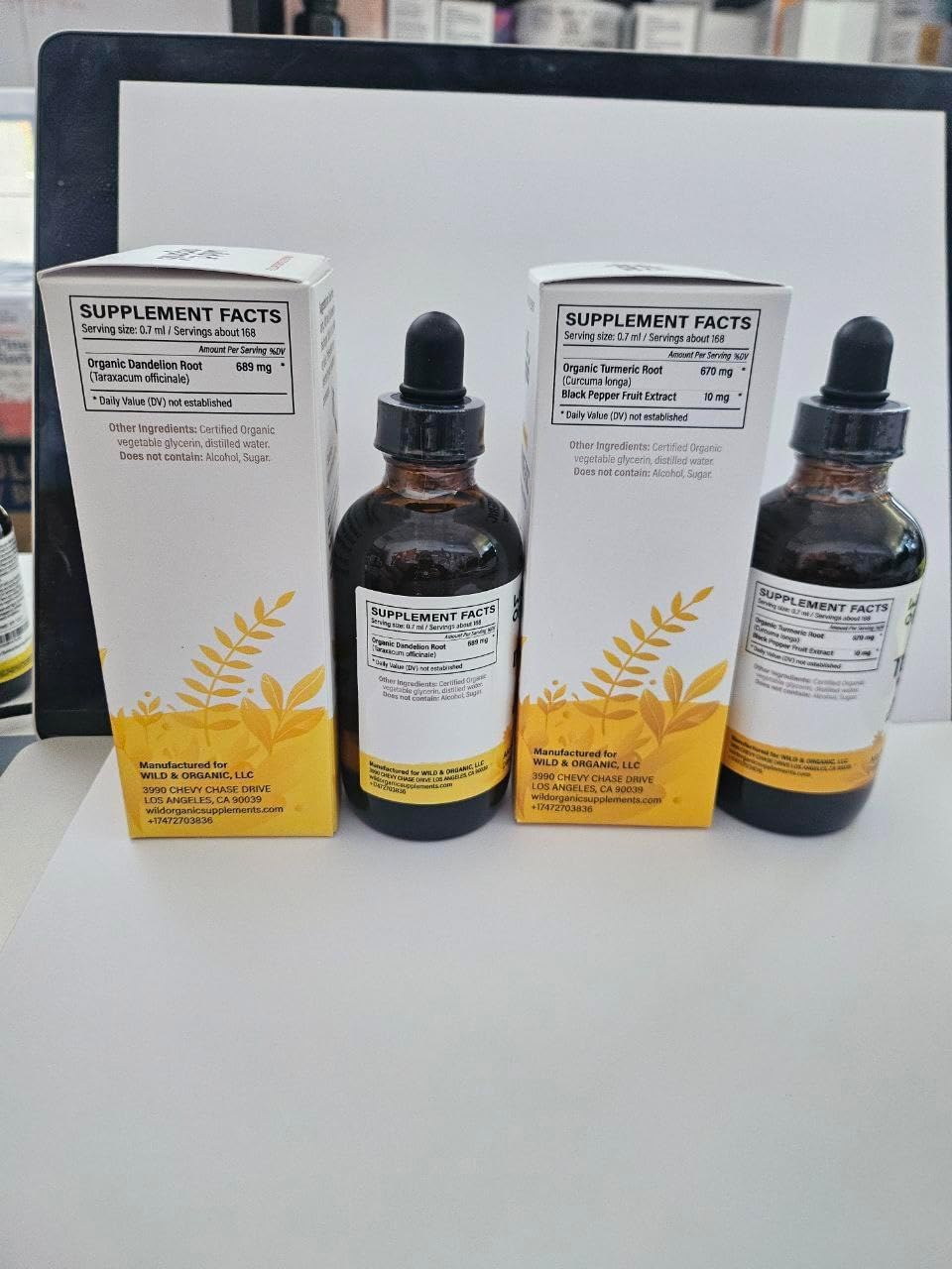 Organic Wild Turmeric and Dandelion Root Tincture Bundle - 4 fl oz Each