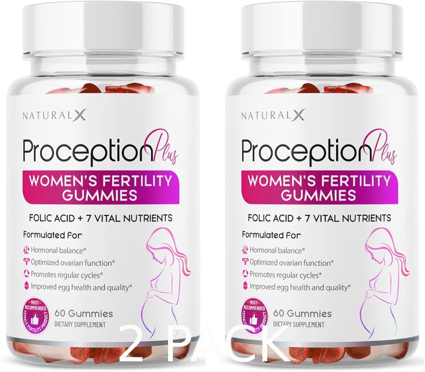 Organic Women's Fertility Gummies with Myo-Inositol, Folic Acid, Biotin, B Vitamins - Hormone Balance & Ovulation Support - Prenatal Conception Aid (120 Gummies)