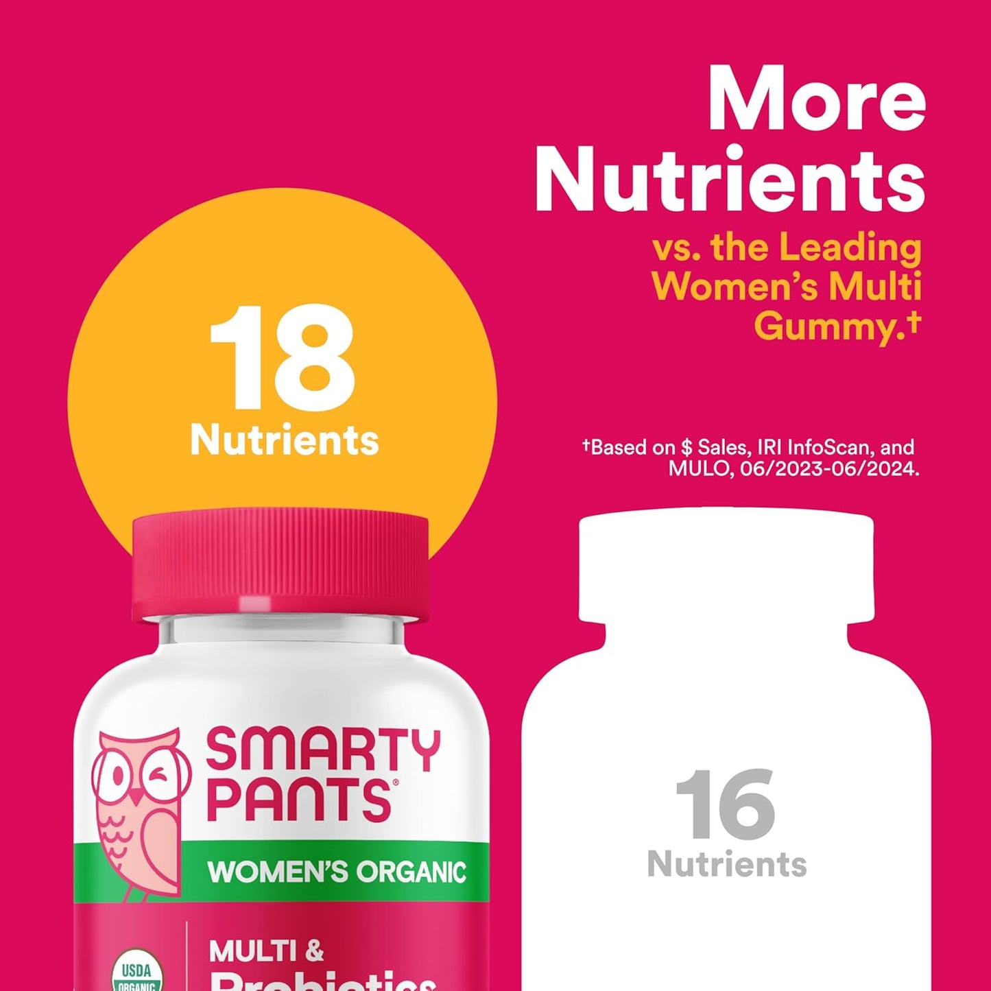 Organic Women's Multivitamin Gummies with Biotin, Probiotics, Omega 3, Vitamin D3, C, B12, B6, A, K & Zinc - 120 Count