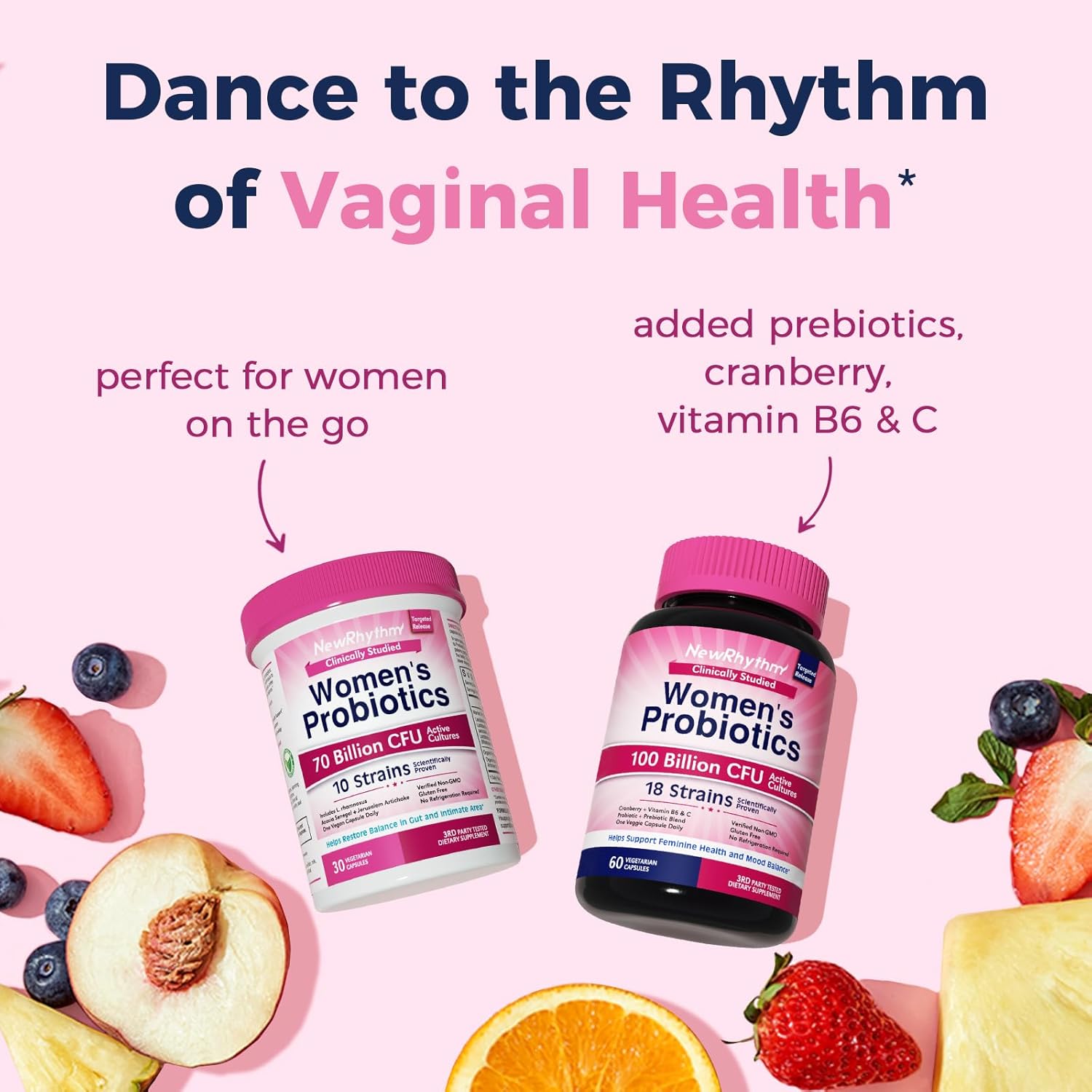 Organic Women's Probiotics with 70 Billion CFU, 10 Strains, Vaginal Health Support, 30 Vegan Capsules, No Bloating